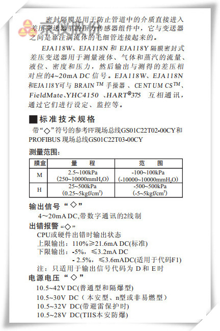 EJA118W、EJA118N和 EJA118Y型